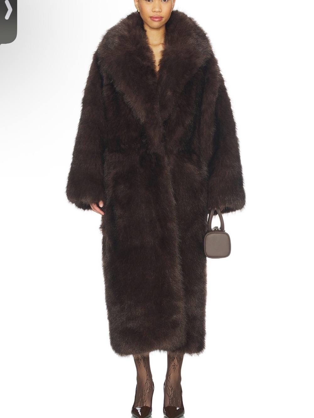 We wore what faux fur coat prod price $ 585.00